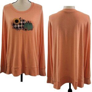 HALLOWEEN Fall Pumpkin Graphic Super Soft Women's Long Sleeve Orange T-Shirt